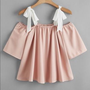 Shein Plus Cold Shoulder Knot Blouse
